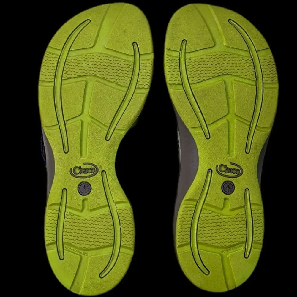 Chaco Lime Olive Green Thong Style Flip Flop Sandals size 9.5 10 - Picture 11 of 13